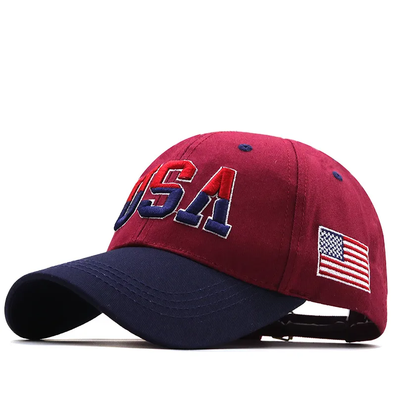 Patriotic USA Baseball Cap – Burgundy Crown, Navy Blue Visor